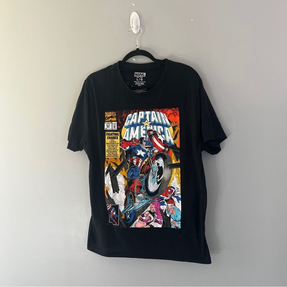 Marvel Captain America Comic Book Cover Graphic T-shirt Size Large L